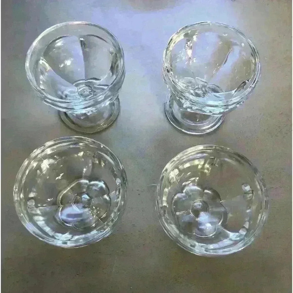 Vintage Clear Heavy Glass Dessert Cups set of 4 - Picture 2 of 6